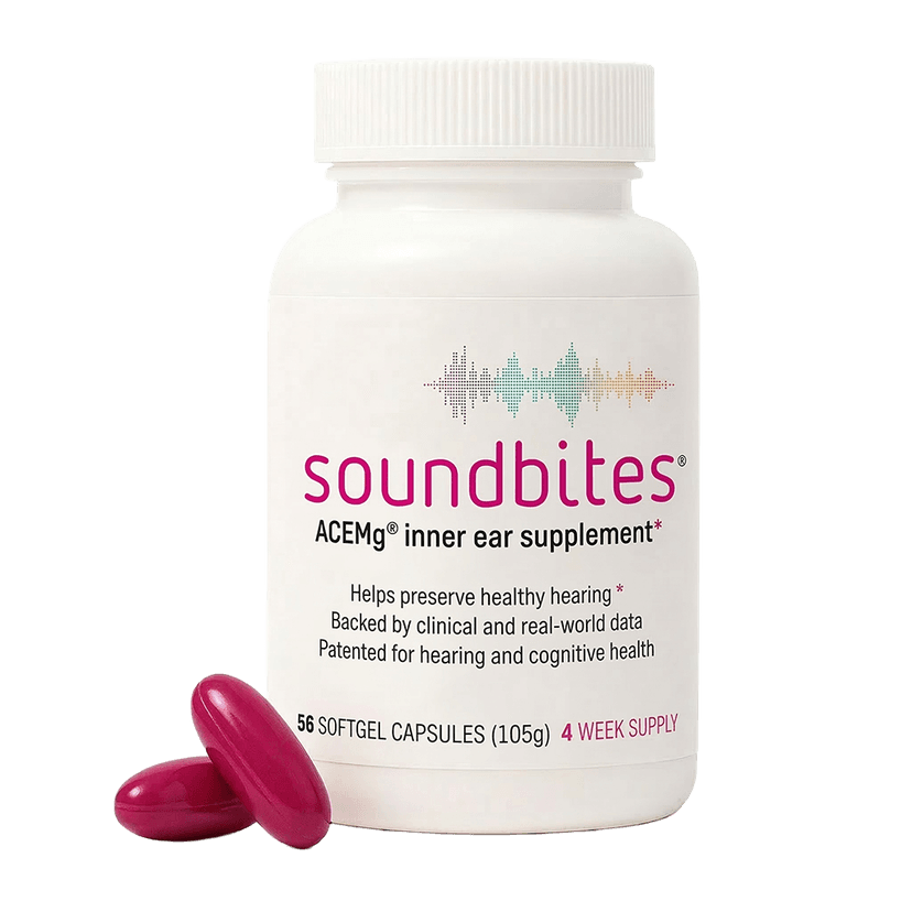 Soundbites ACEMg inner ear supplement bottle